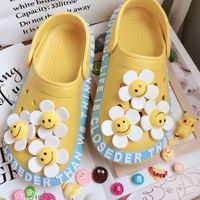Little Red Book Recommendation Ins Style White Daisy Smiley Face Sunflower Plumeria Rubra Hole Shoes Shoe Buckle Accessories Shoe Ornament main image 1
