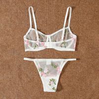 Flower Sheer Bra Sexy Embroidery See-through Low Waist See-through Sexy Lingerie main image 5