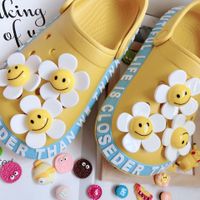 Little Red Book Recommendation Ins Style White Daisy Smiley Face Sunflower Plumeria Rubra Hole Shoes Shoe Buckle Accessories Shoe Ornament main image 4
