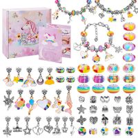 Cartoon Style Heart Shape Unicorn Flower Glass Beaded Enamel Girl's Bracelets 1 Set sku image 6