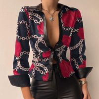 Women's Blouse Long Sleeve Blouses Button Fashion Geometric main image 10