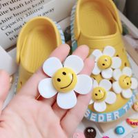 Little Red Book Recommendation Ins Style White Daisy Smiley Face Sunflower Plumeria Rubra Hole Shoes Shoe Buckle Accessories Shoe Ornament main image 3