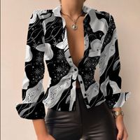 Women's Blouse Long Sleeve Blouses Button Fashion Geometric main image 9