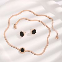 Wholesale Novelty Round Titanium Steel Plating Rose Gold Plated Earrings Necklace main image 3