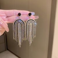 1 Pair Fashion Heart Shape Flower Bow Knot Inlay Alloy Artificial Diamond Drop Earrings sku image 8
