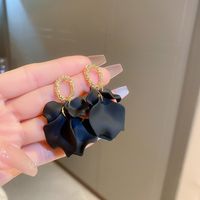 1 Pair Fashion Heart Shape Flower Bow Knot Inlay Alloy Artificial Diamond Drop Earrings sku image 1