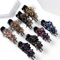 Vintage Style Color Block Flower Leopard Arylic Polishing Hair Claws main image 3