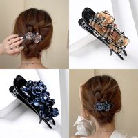Vintage Style Color Block Flower Leopard Arylic Polishing Hair Claws main image 4