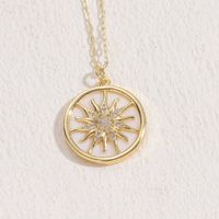 Elegant Classic Style Sun Copper 14k Gold Plated Zircon Necklace In Bulk sku image 4