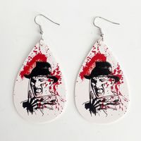 1 Pair Gothic Water Droplets Printing Leather Earrings sku image 5