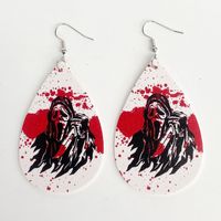 1 Pair Gothic Water Droplets Printing Leather Earrings sku image 4