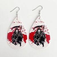 1 Pair Gothic Water Droplets Printing Leather Earrings sku image 1