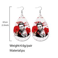 1 Pair Gothic Water Droplets Printing Leather Earrings main image 4