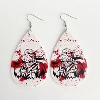 1 Pair Gothic Water Droplets Printing Leather Earrings sku image 2