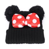 Kid's Cute Bow Knot Pom Poms Crimping Wool Cap main image 3