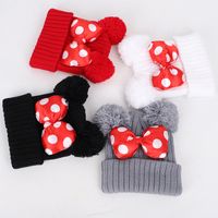 Kid's Cute Bow Knot Pom Poms Crimping Wool Cap main image 1