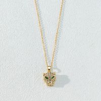 Fashion Leopard Copper Plating Inlay Zircon Pendant Necklace 1 Piece sku image 2