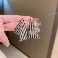 1 Pair Fashion Heart Shape Flower Bow Knot Inlay Alloy Artificial Diamond Drop Earrings sku image 7