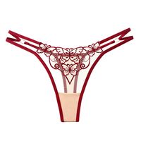 Butterfly Seamless Breathable Embroidery Low Waist Thong Panties main image 6