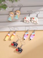 5 Pairs Cartoon Style Pencil Plating Resin Silver Plated Drop Earrings main image 5