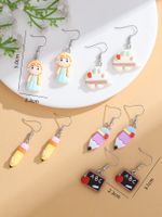 5 Pairs Cartoon Style Pencil Plating Resin Silver Plated Drop Earrings main image 6