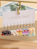 5 Pairs Cartoon Style Pencil Plating Resin Silver Plated Drop Earrings main image 4