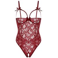 Europe And The United States New Sexy Lingerie Female Lace Sexy Hollow Open File Bow Sling Sexy Jumpsuit sku image 1
