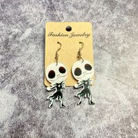 1 Pair Retro Halloween Pattern Skull Arylic Drop Earrings sku image 1
