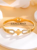 Simple Style Shiny Four Leaf Clover Titanium Steel Plating Bangle sku image 2