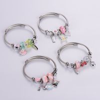 Alliage Résine Le Cuivre Style Classique Perlé Époxy Incruster Cygne Flamant Licorne Strass Bracelets main image 9