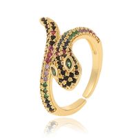 Simple Style Snake Copper Inlay Zircon Rings main image 2