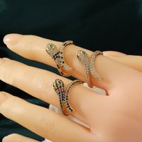 Simple Style Snake Copper Inlay Zircon Rings main image 3