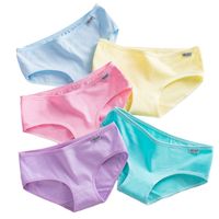 Solid Color Seamless Breathable Anti-seam Mid Waist Briefs Panties main image 6