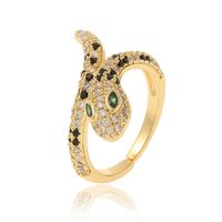 Simple Style Snake Copper Inlay Zircon Rings sku image 1