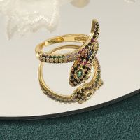 Simple Style Snake Copper Inlay Zircon Rings main image 5