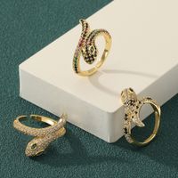 Simple Style Snake Copper Inlay Zircon Rings main image 1