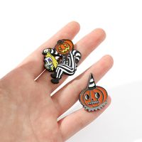 Ig Style Funny Pumpkin Bat Skull Alloy Enamel Unisex Brooches main image 2