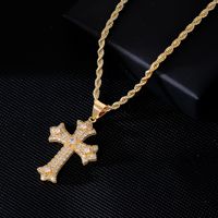 Hip Hop Felsen Kreuzen Edelstahl 304 Kupfer Überzug Inlay Zirkon K Vergoldet Überzogen Mit Rhodium Männer Halskette Mit Anhänger main image 3