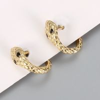 1 Piece Vintage Style Snake Plating Inlay Sterling Silver Rhinestones Hoop Earrings main image 5