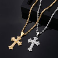 Hip Hop Felsen Kreuzen Edelstahl 304 Kupfer Überzug Inlay Zirkon K Vergoldet Überzogen Mit Rhodium Männer Halskette Mit Anhänger main image 6