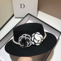 Women's Elegant Retro Solid Color Flowers Wide Eaves Fedora Hat sku image 1