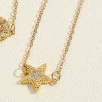 Simple Style Streetwear Moon Starfish Stainless Steel Copper 14k Gold Plated Zircon Pendant Necklace In Bulk sku image 5