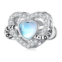Casual Infinity Heart Shape Flower Sterling Silver Inlay Moonstone Glass Zircon Jewelry Accessories sku image 7