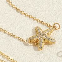 Simple Style Streetwear Moon Starfish Stainless Steel Copper 14k Gold Plated Zircon Pendant Necklace In Bulk sku image 3