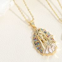Simple Style Virgin Mary Devil's Eye Copper 14k Gold Plated Zircon Pendant Necklace In Bulk main image 3