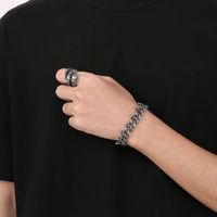 Acero Titanio Chapados en oro de 18k Hip Hop Punk Serpiente Anillos Pulsera sku image 4