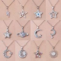Wholesale Simple Style Sun Star Lightning Stainless Steel Plating Inlay Silver Plated Zircon Pendant Necklace main image 1