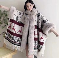 Women's Vintage Style Solid Color Napping Plush Tassel Shawl sku image 18