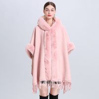 Women's Vintage Style Solid Color Napping Plush Tassel Shawl sku image 5