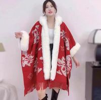 Women's Vintage Style Solid Color Napping Plush Tassel Shawl sku image 16